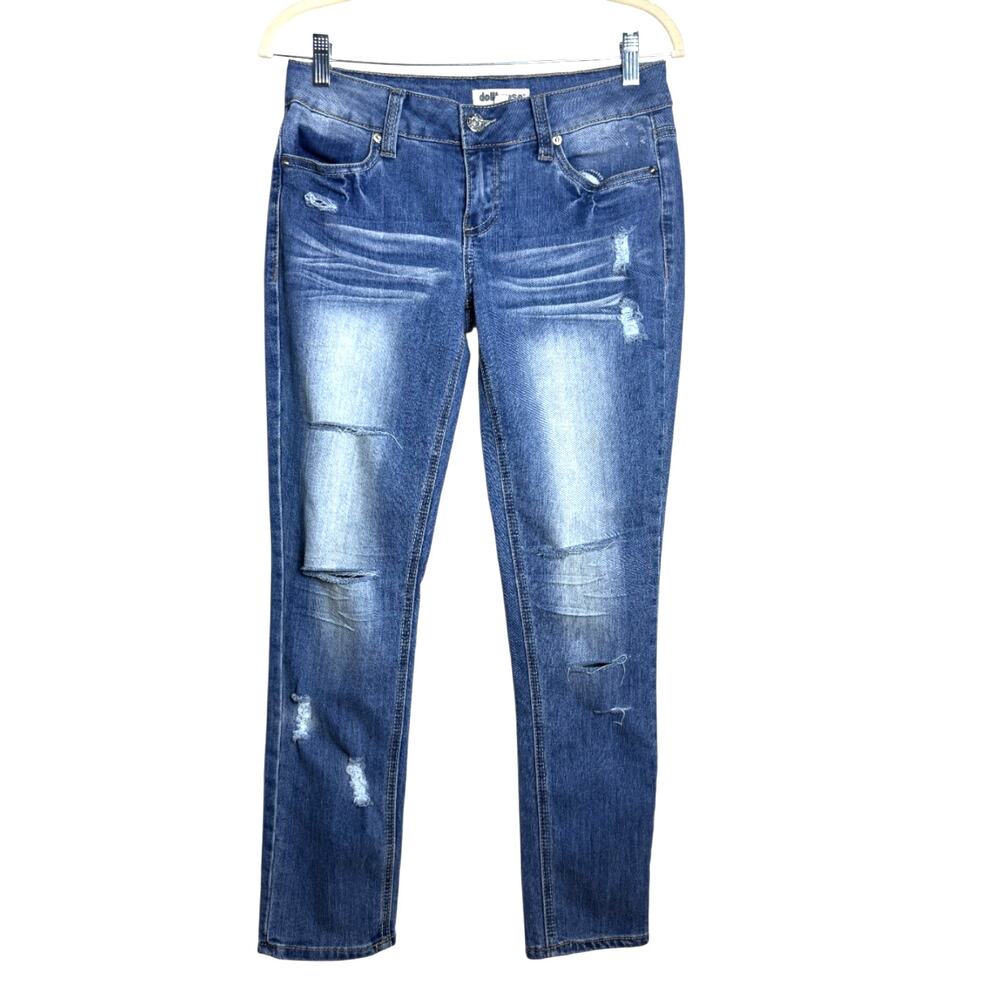 DOLLHOUSE Distressed Skinny Jeans/Ripped Denim w/ Stretch. Size 7